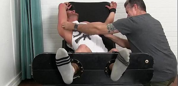  Hot fit Sean Holmes tied up good and tickled by his friend